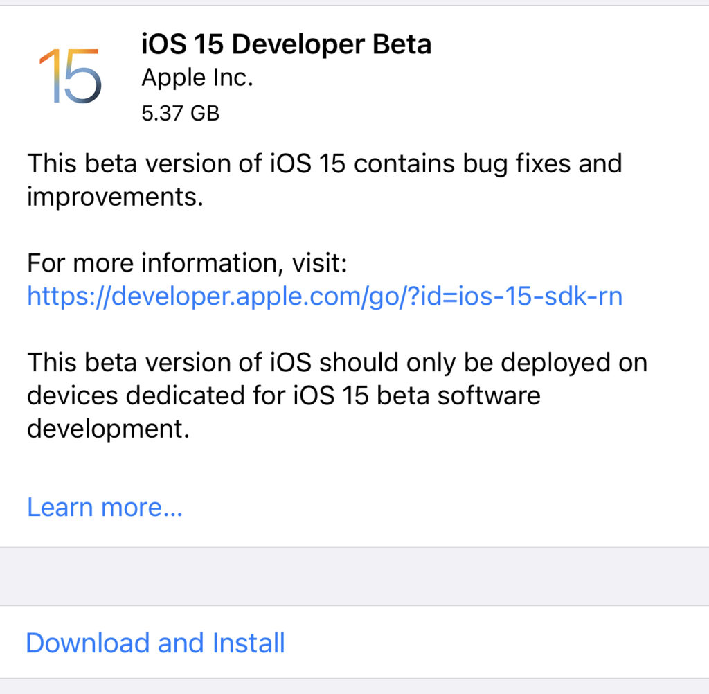 تحديث iOS 15 التجريبي للايفون