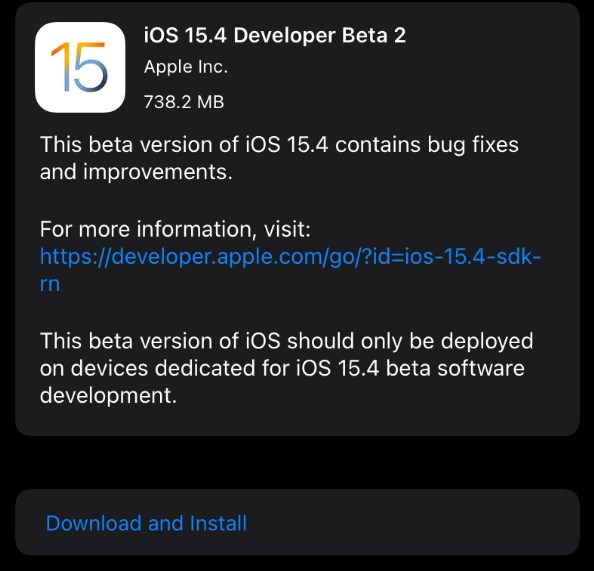 صدور نسخة المطورين من iOS 15.4