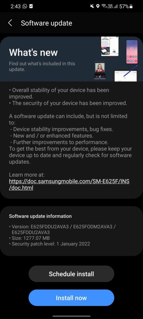 تحديث One UI 4.1 لهاتف Galaxy F62