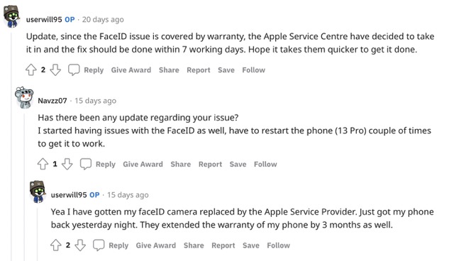 service center iPhone Face ID not working