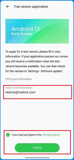 Join Realme Android 13 Beta Program 04