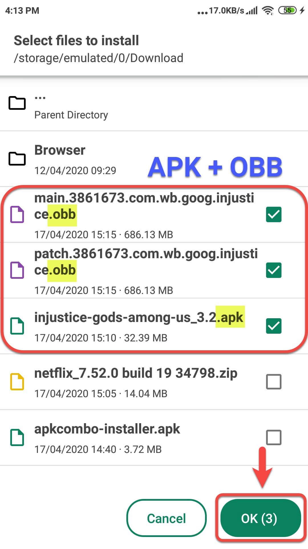 خطوات تثبيت ملفات العاب apk obb patch