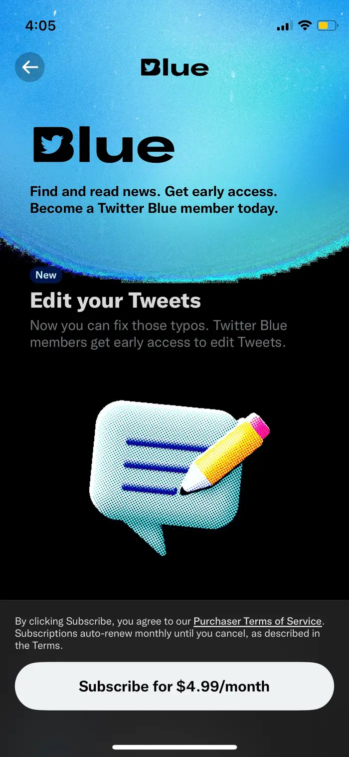 علامة توثيق تويتر بلو الزرقاء بسعر 5 دولار فقط