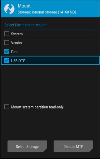 Using Mount OTG Option in TWRP 02