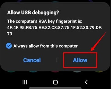 allow usb debugging android