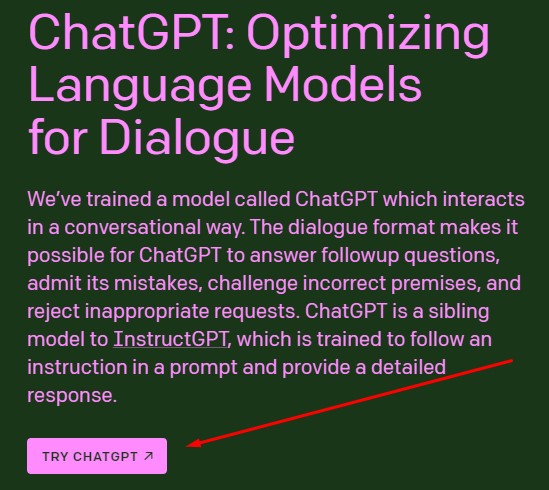 تجربة ChatGPT في موقع OpenAI