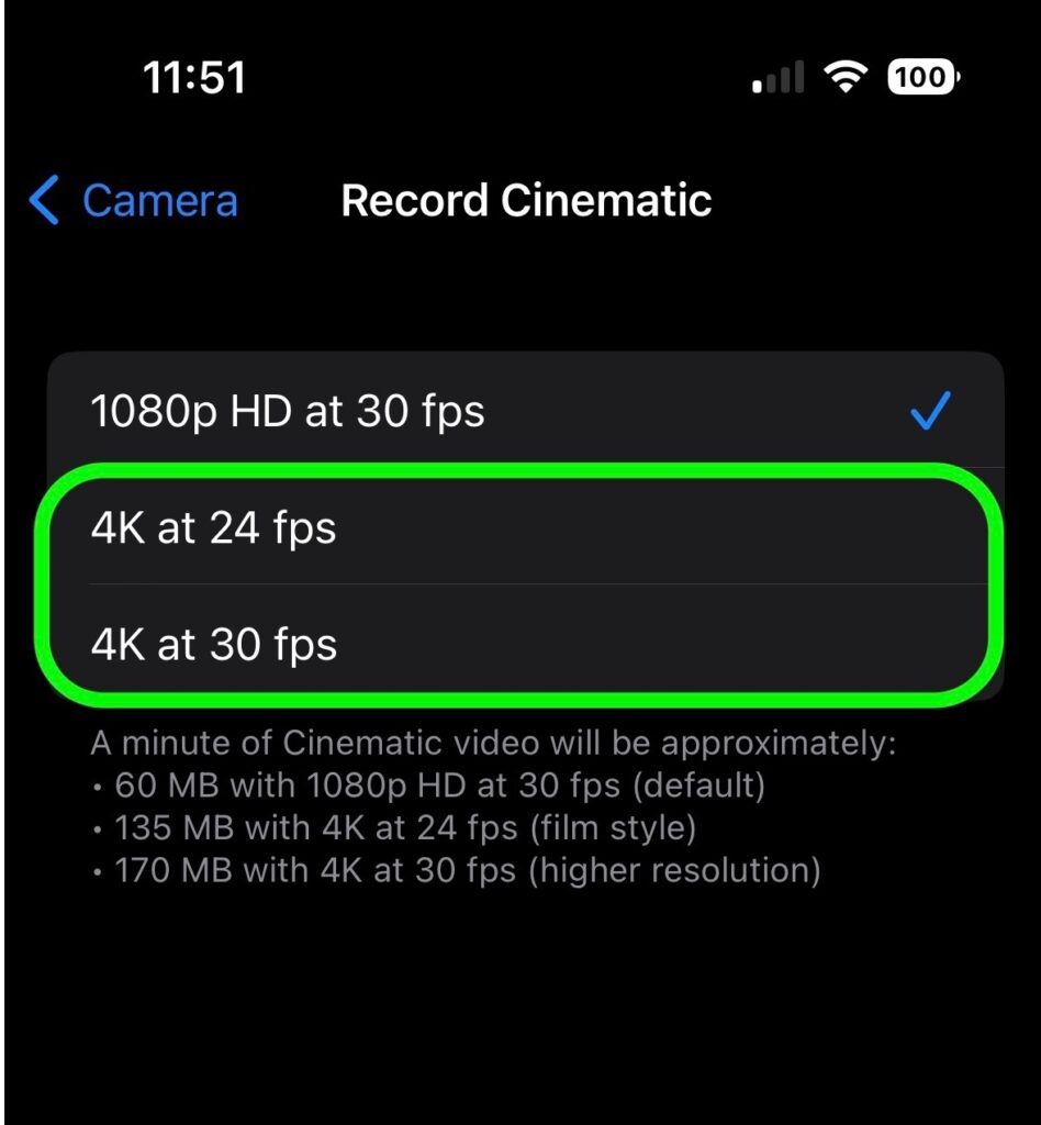 Enable iPhone 14 4K Cinematic Mode 03