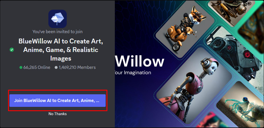 how to use bluewillow on discord to create imaginary photos 02
