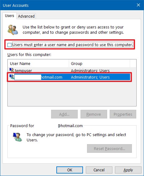 how to remove login password on windows 10 02