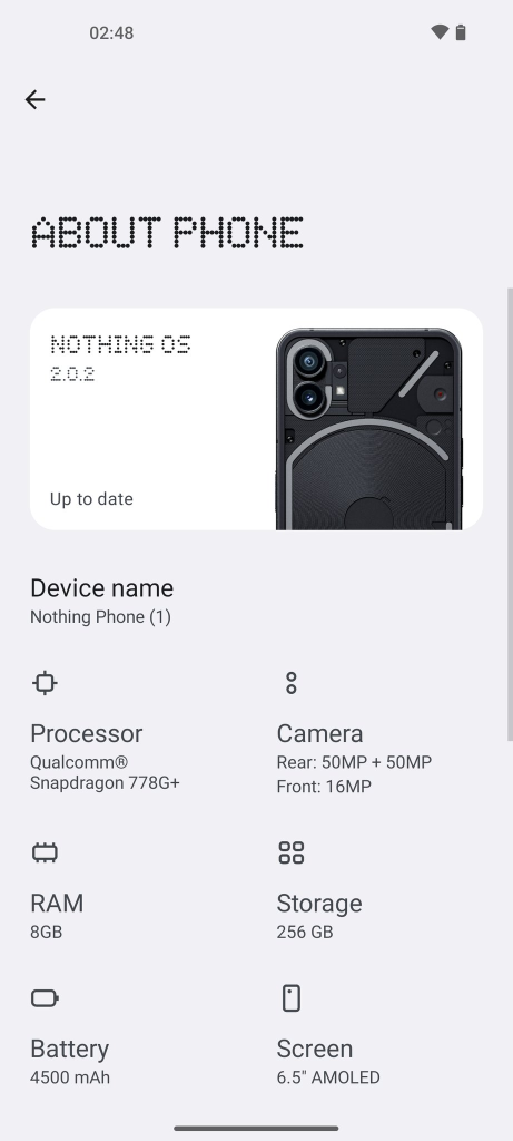 تحديث Nothing OS 2 لهاتف Nothing Phone 1