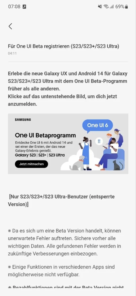 One UI 6 Beta for S23 Screenshot 1