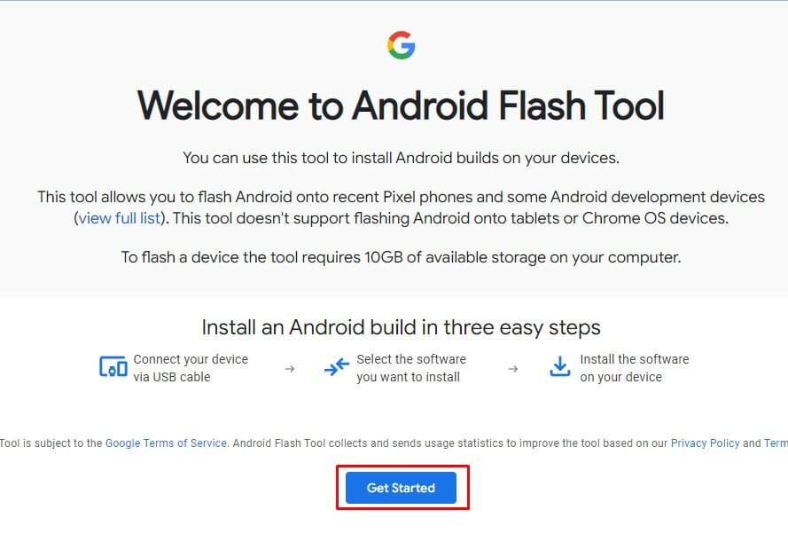 تثبيت تحديث الأندرويد باستخدام Android Flash Tool