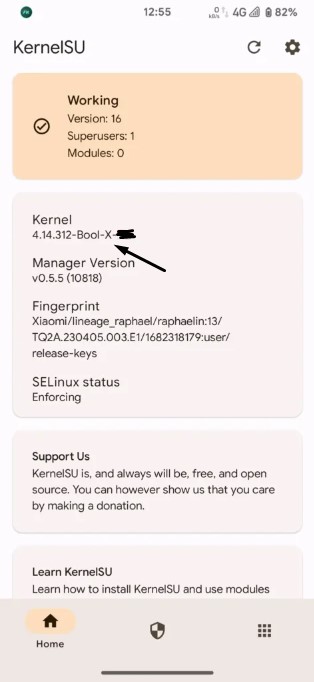 معرفة إصدار نواة هاتفك عن طريق KernelSU