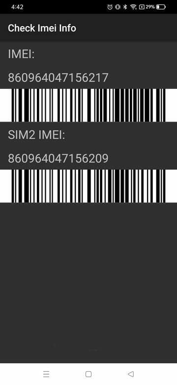 إظهار رقم IMEI وبار كود مخصص له في Realme