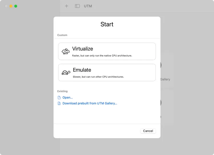 اختيار Virtualize