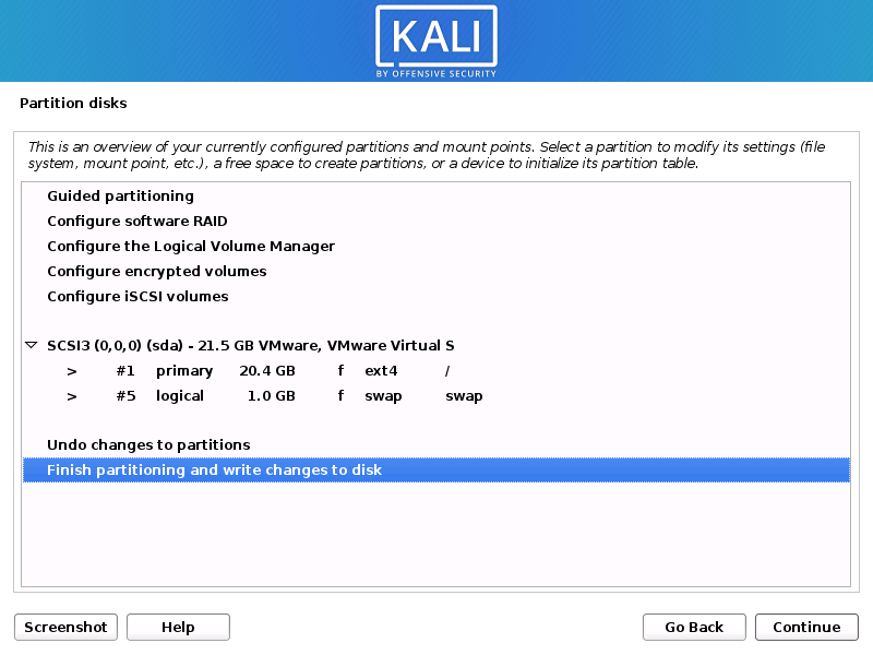 kali linux installer 14