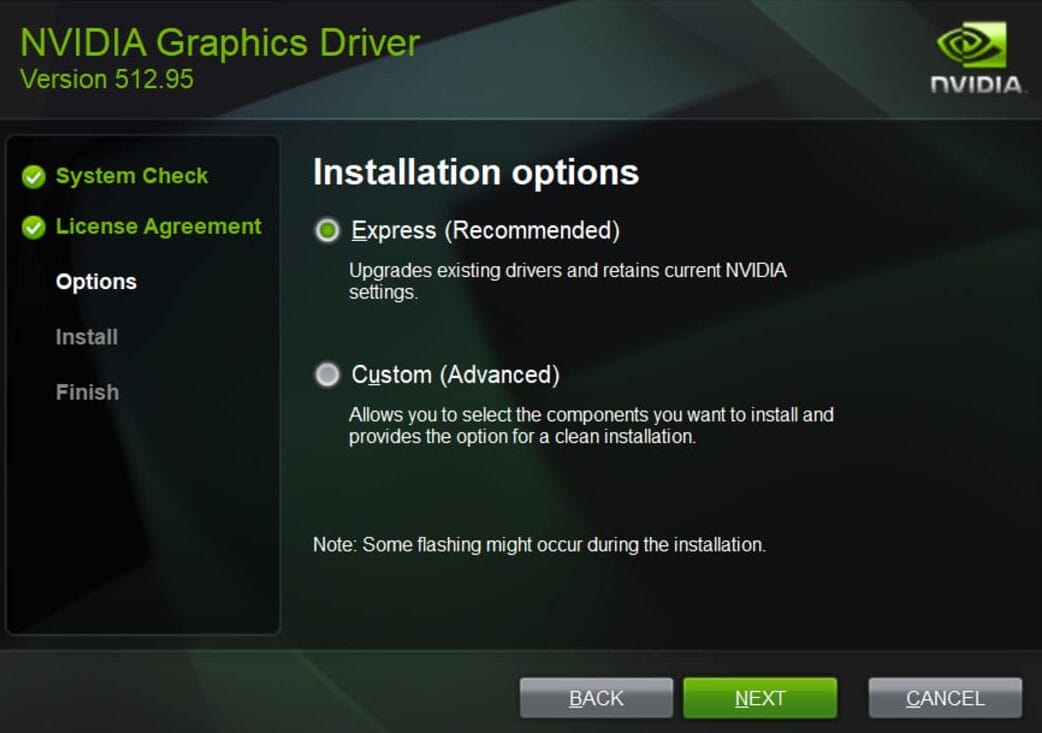 Express installation nvidia driver e1699260482491