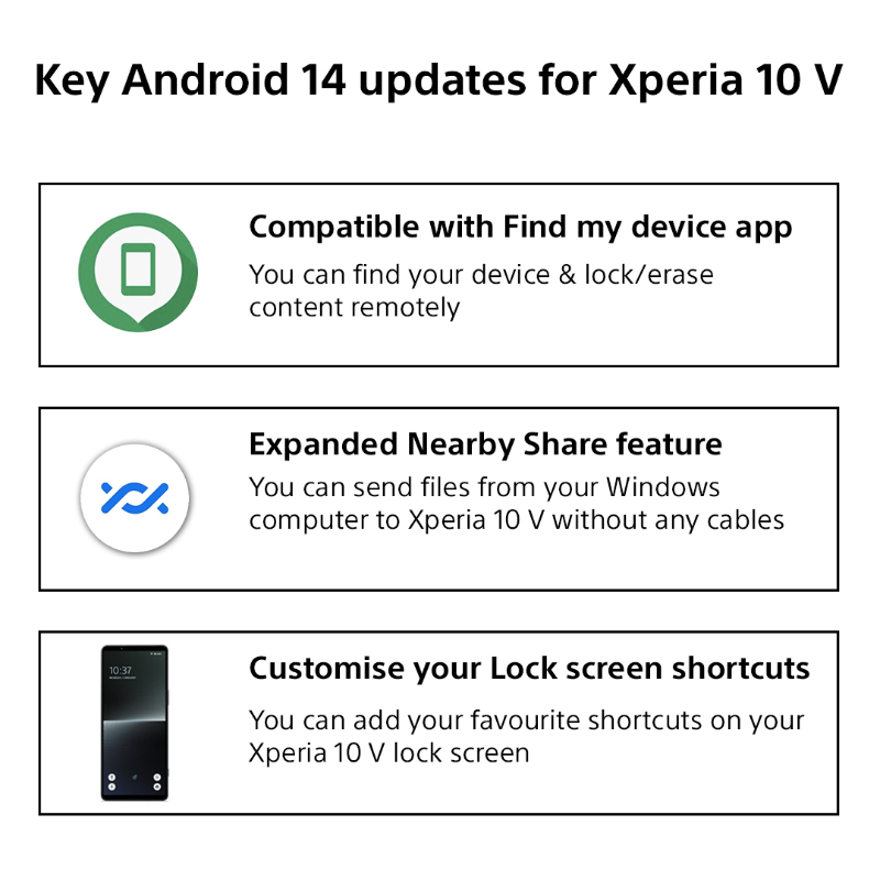 نظام اندرويد 14 لهاتف Sony Xperia 10 V