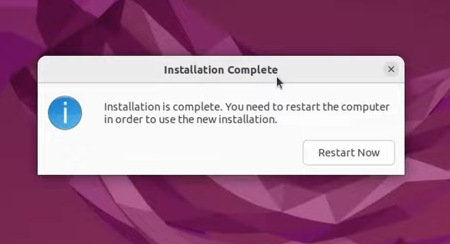 Restart Now to Open Ubuntu