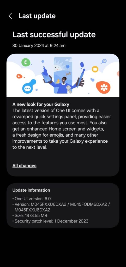 تحديث One UI 6 لهاتف Samsung M04