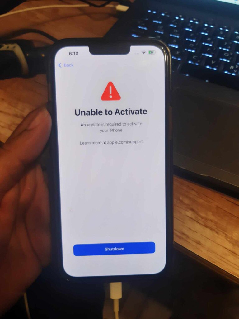 رسالة Unable to Activate - An update required to activate this iPhone بعد تثبيت التحديث الأخير على الايفون