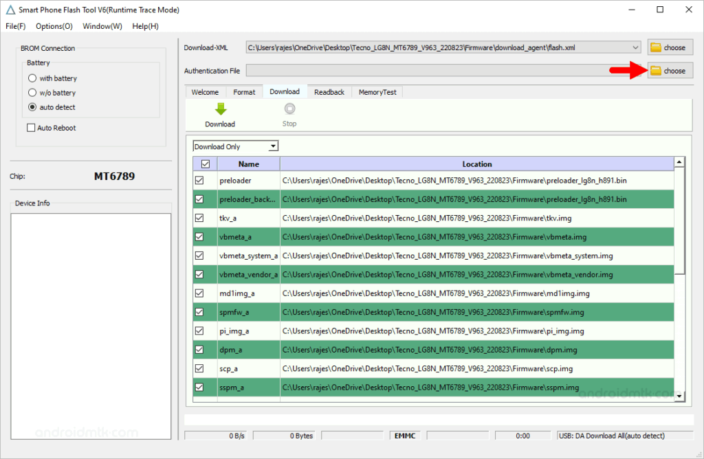 sp flash tool v6 auth choose