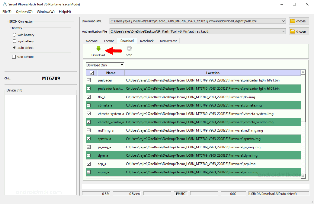 sp flash tool v6 start download