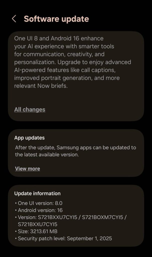 تحديث أندرويد 16 مع One UI 8 متوفر الآن لهاتف GALAXY S24 FE (رابط التحميل) 5 تحديث أندرويد 16 بدأ في الوصول لهاتف جالكسي S24 FE