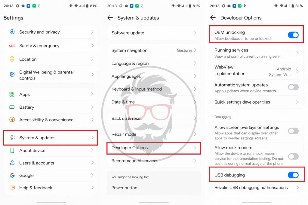 كيفية فتح البوت-لودر على هاتف صيني من OPPO أو OnePlus؟ دليل كامل 6 تشغيل خيارات تصحيح USB و OEM Unlock بهاتف ون بلس